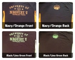Blue/Orange or Black/Lime Dri-Fit Maguire U Beer Drinking Team