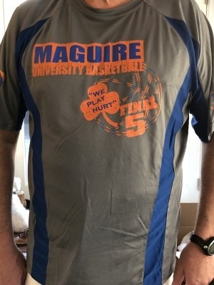 Gray & Blue Maguire Basketball Team DriFit Shirt